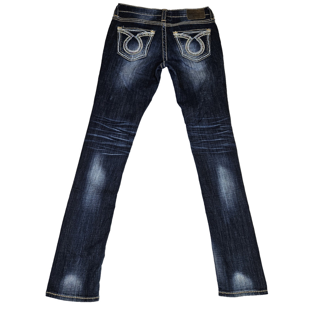 BIG STAR Liv Jean 27L Tall Bling Thick Stitch Western Blue Denim Cowgirl 31x34 - Picture 5 of 16